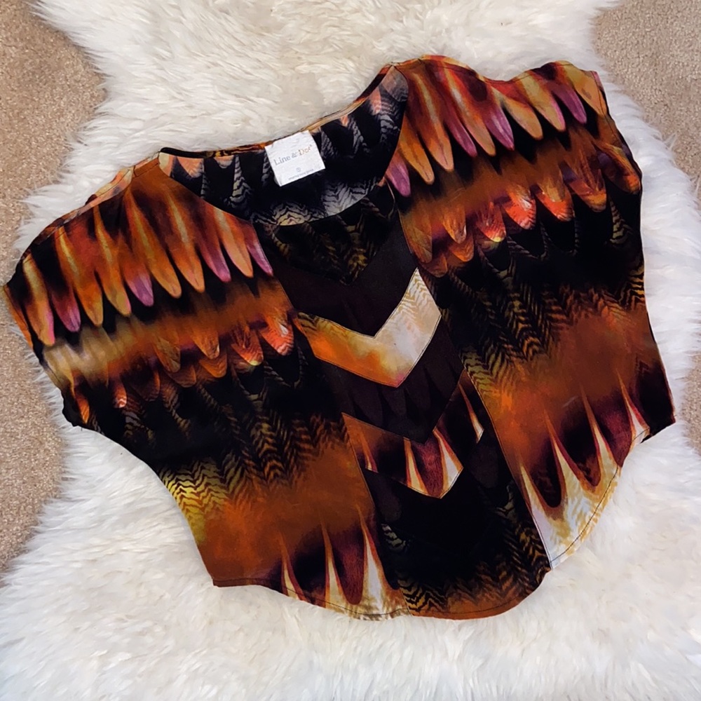 SILK Revolve Festival Blouse Feathers Fire Flames Boho Chic Coachella Cowgirl
